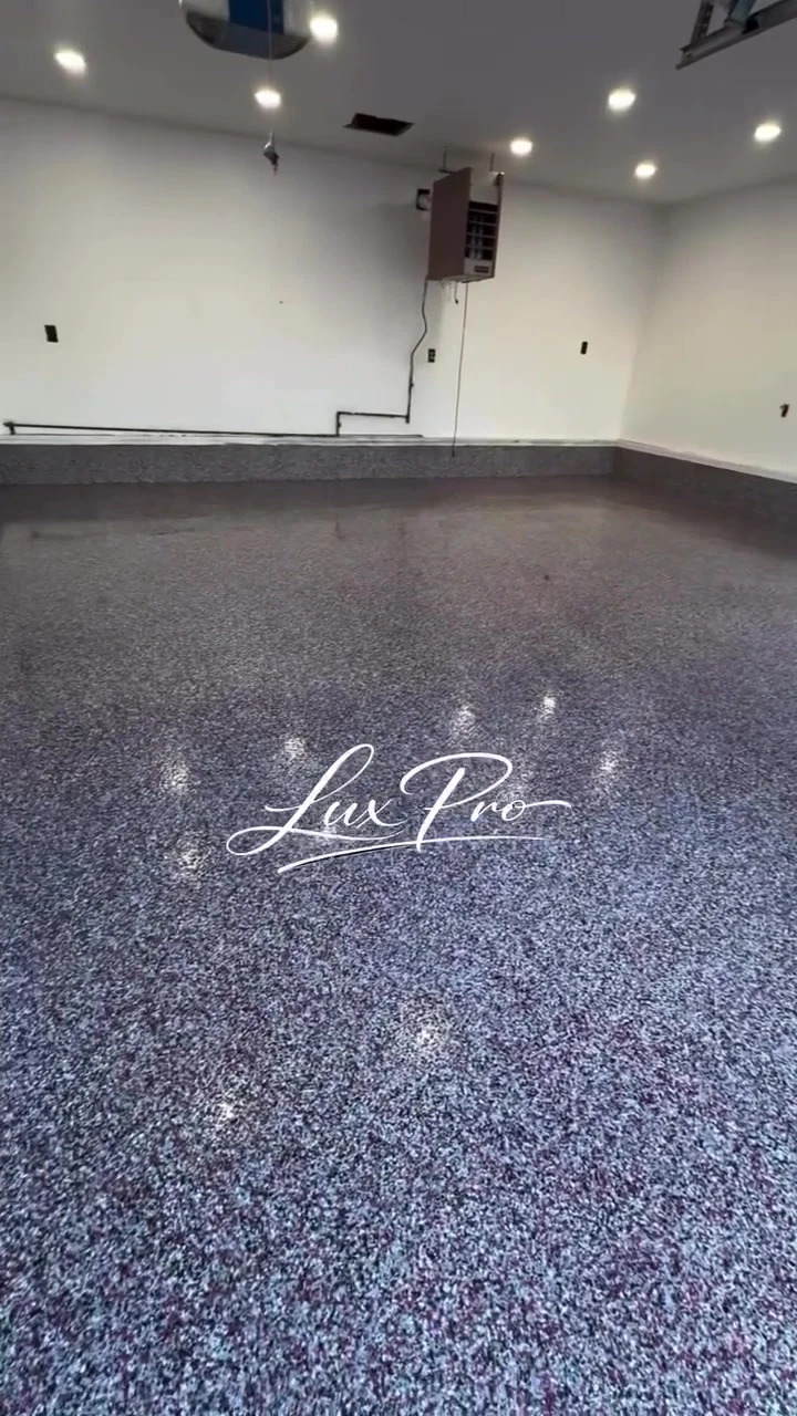 Premium flake epoxy garage floor with LuxPro signature